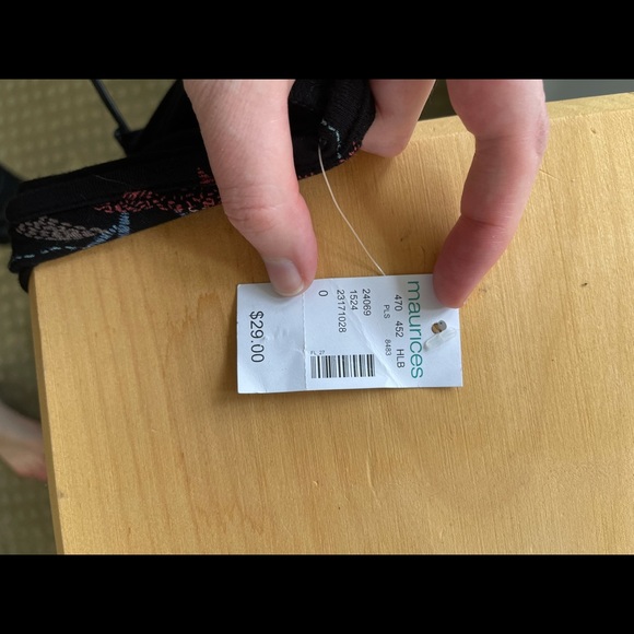 Maurices-Black Floral Print Split Sleeve Cage Top - Picture 8 of 9